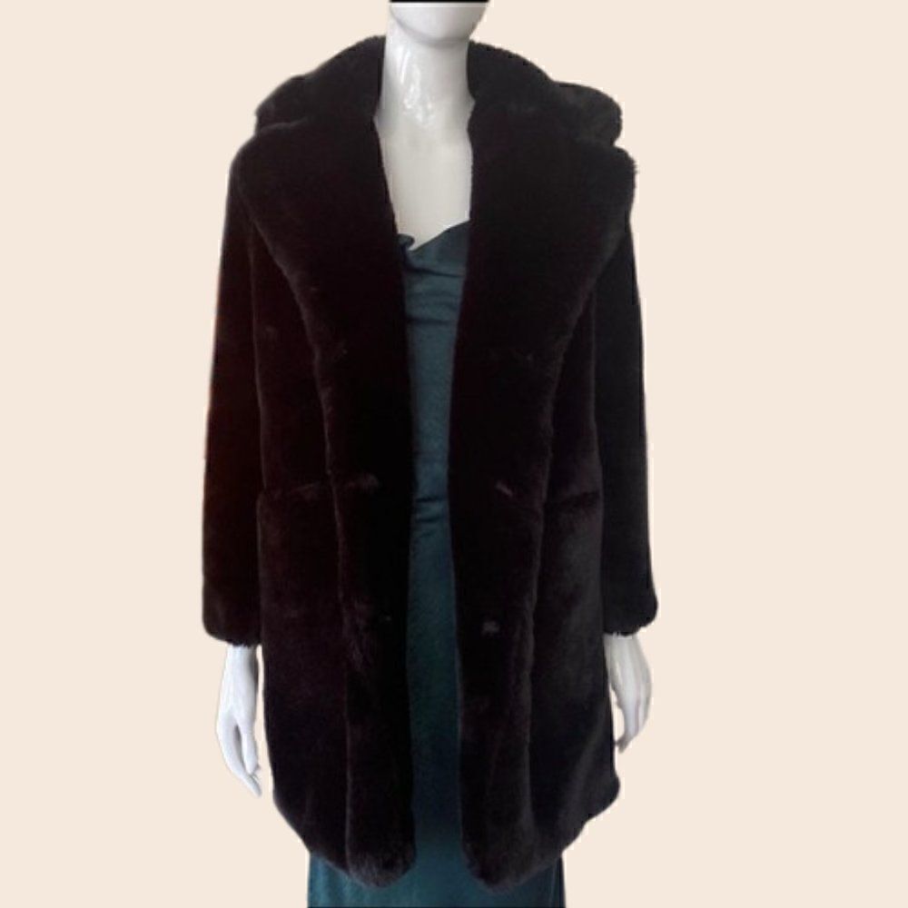 Black Guess Faux Fur Coat Size XS